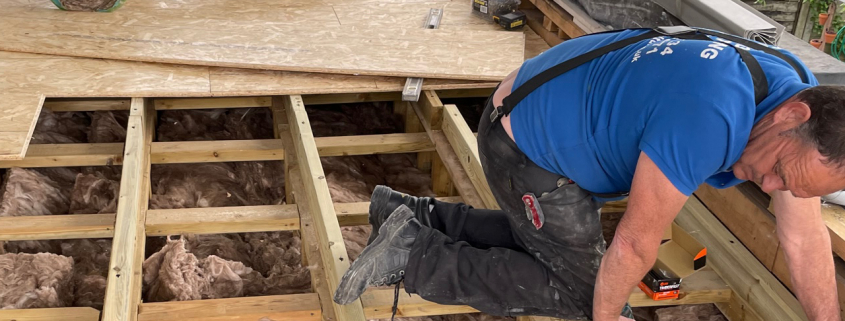 Roofer Working on GRP Deck